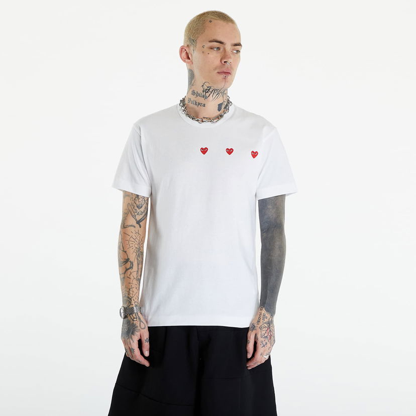 Tričko Comme des Garçons PLAY Short Sleeve Logo Print T-Shirt UNISEX White Biela | AXT337 white