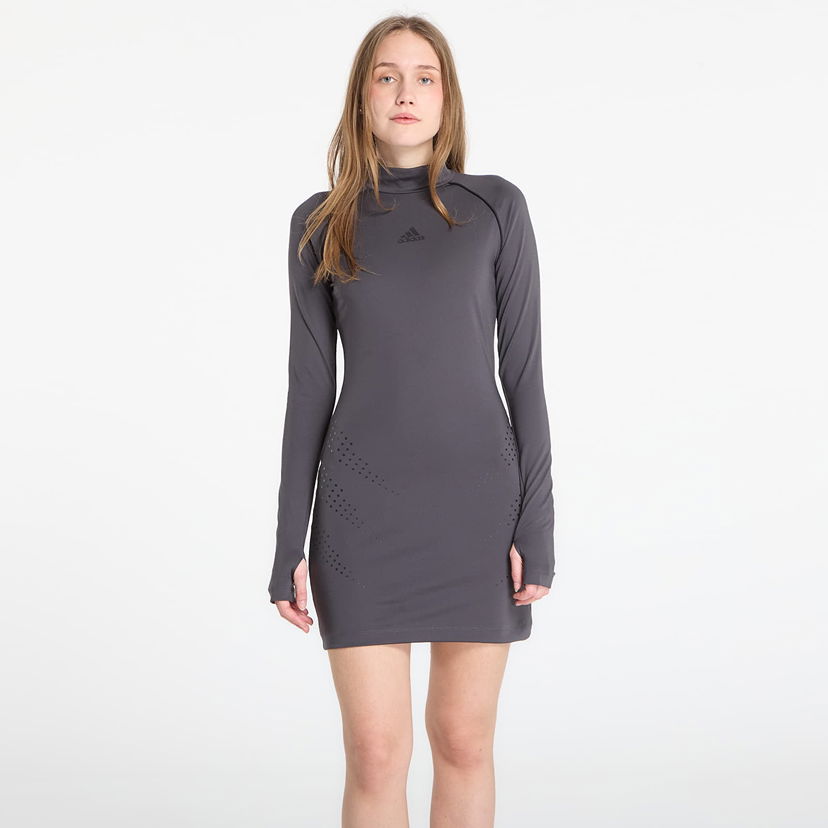 Šaty adidas Originals High Neck Perforated Long Sleeve Mini Dress Šedá | KE0303