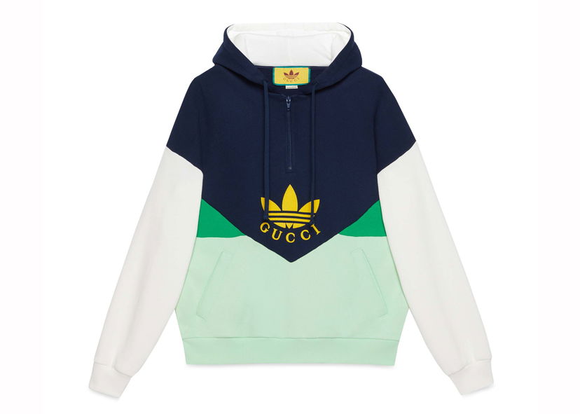 Mikina Gucci x Adidas Hooded Sweatshirt Blue Tyrkysová | 724666 XJE20 3846