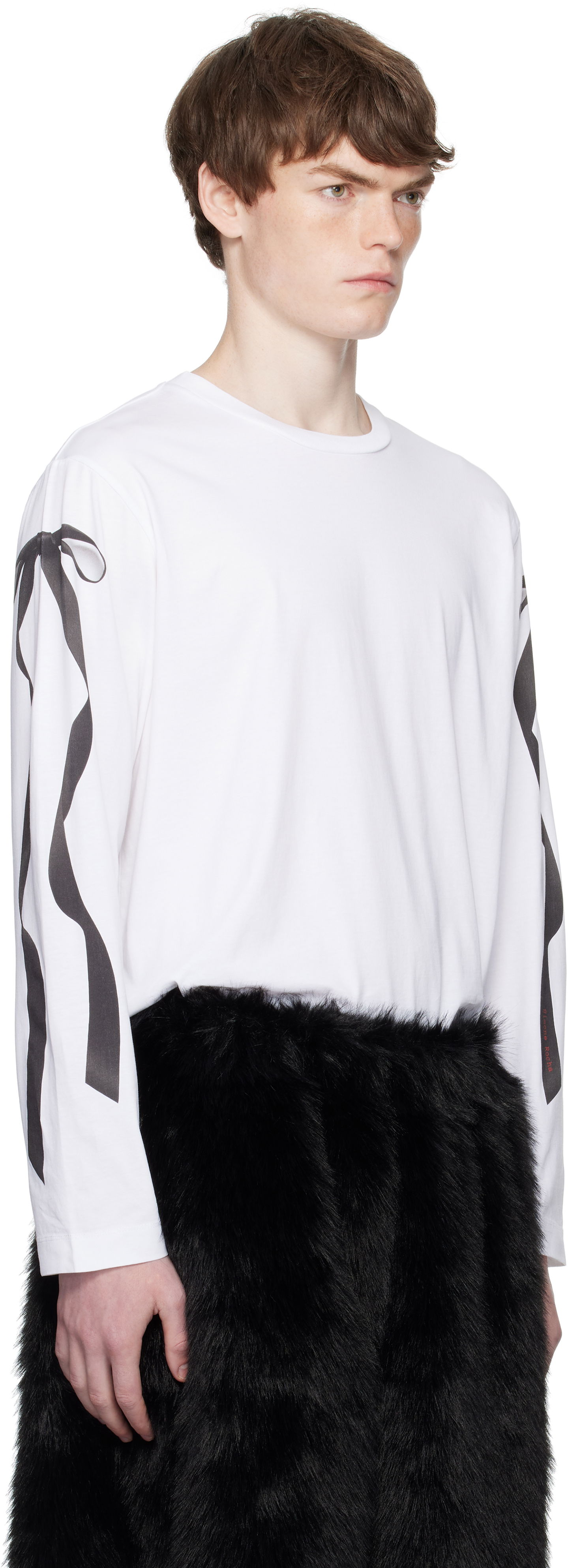 Tričko Simone Rocha Simone Rocha Ribbon Bow Tail Long Sleeve T-Shirt Biela | 5194P54-M 0569, 1