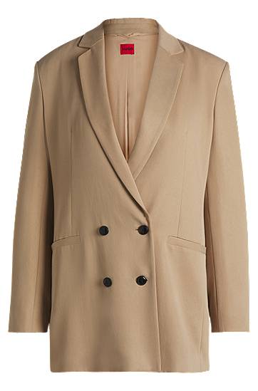 Bunda BOSS Relaxed Fit Double-Breasted Blazer Béžová | 50540819, 0