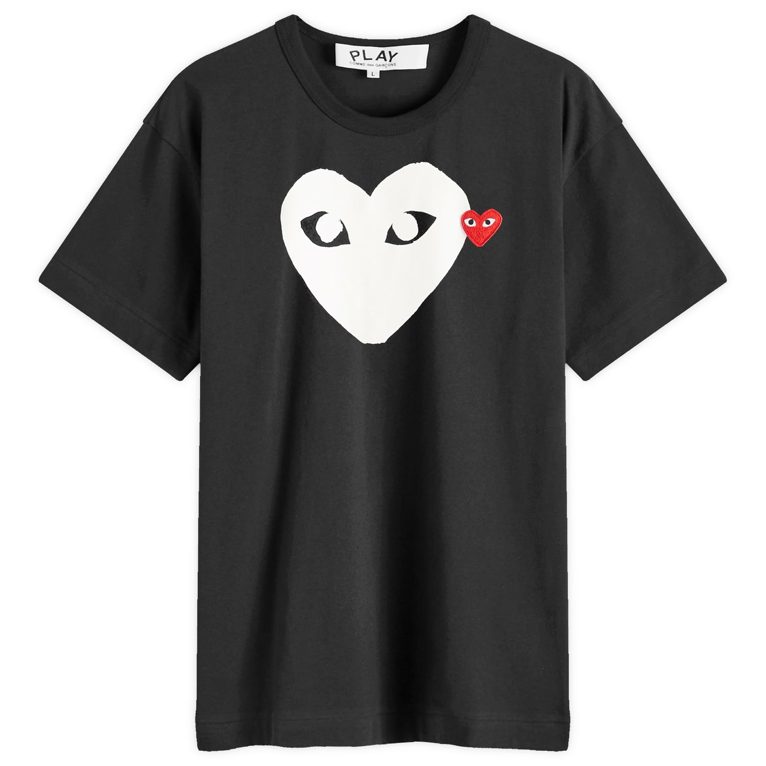 Tričko Comme des Garçons Double Heart Logo T-Shirt Black/White/Red - Size Large Čierna | AX-T116-051-1, 0