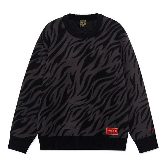 Sveter Li-Ning Tiger Print Crew Neck Sweater Čierna | AMBS031-2