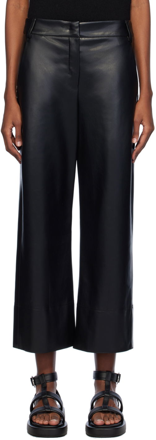 Nohavice Max Mara Max Mara Faux-Leather Wide Leg Pants Čierna | 2419781021600 MM13037, 0