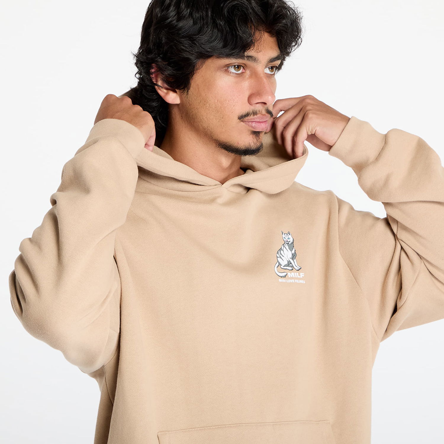Mikina RIPNDIP Man I Love Felines Hoodie Sandstone Béžová | RNDFAL24140, 1