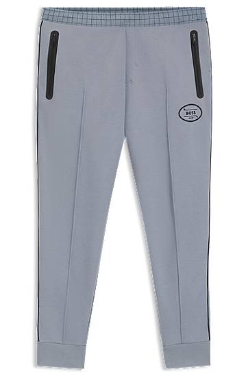Tepláky BOSS BOSS Check-Print Piqué Tracksuit Bottoms Šedá | 50543466