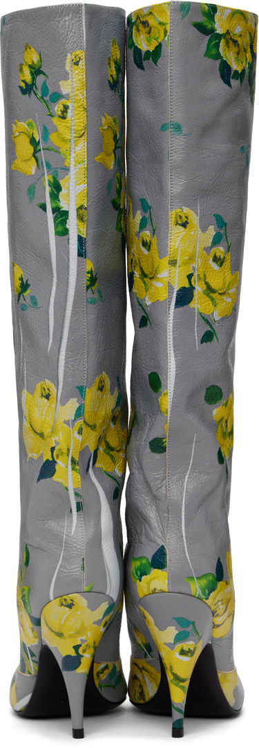Oblečenie Acne Studios Acne Studios Open Toe Floral Print Leather Boots Šedá | AD0824-, 1