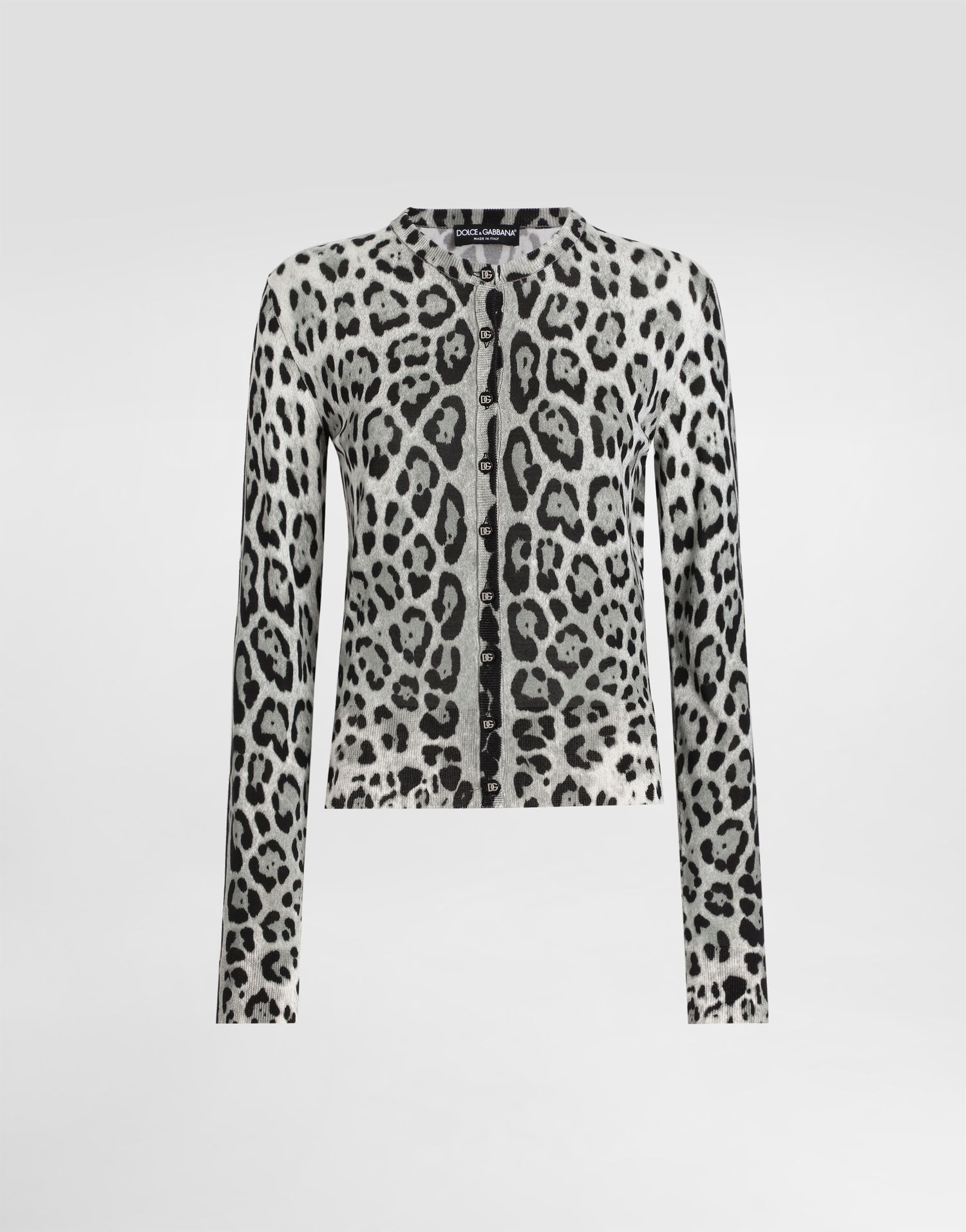 Sveter Dolce & Gabbana Dolce & Gabbana Leopard-Print Silk Cardigan Šedá | FXV07TJAHLAHI13N, 0