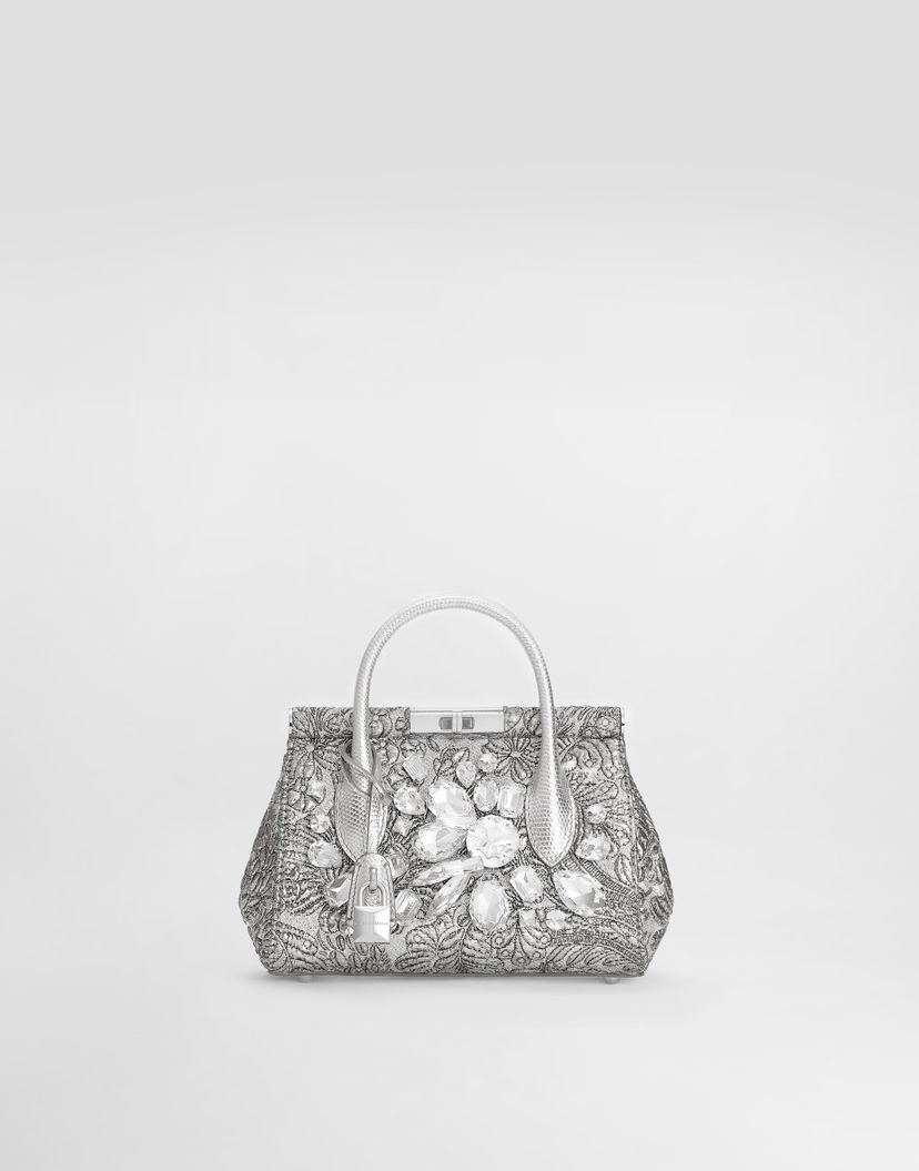 Kabelka Dolce & Gabbana Marlene Day Mini Handbag with Embroidery and Crystals Metalická | BB7744AR8458D708