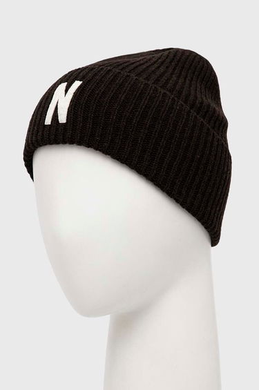 Kulicha NORSE PROJECTS Merino Lambswool Rib N Logo Beanie Hnedá | N95.0953.1037, 1