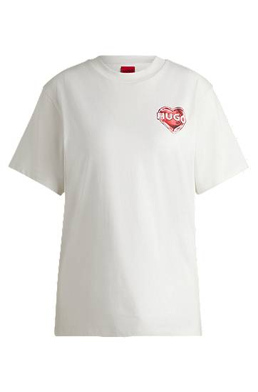 Tričko BOSS HUGO Graphic Print Cotton-Jersey T-Shirt Biela | 50534545