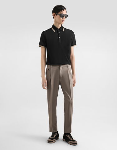 Polo tričko Dolce & Gabbana Dolce & Gabbana Jersey Polo Shirt with Beige Trim Čierna | G8SW8THU7VDN0000, 1
