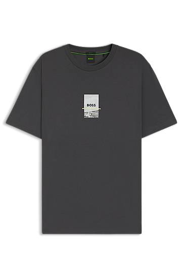 Tričko BOSS Relaxed Fit Stretch Cotton T-Shirt with Photo Print Šedá | 50545869, 0