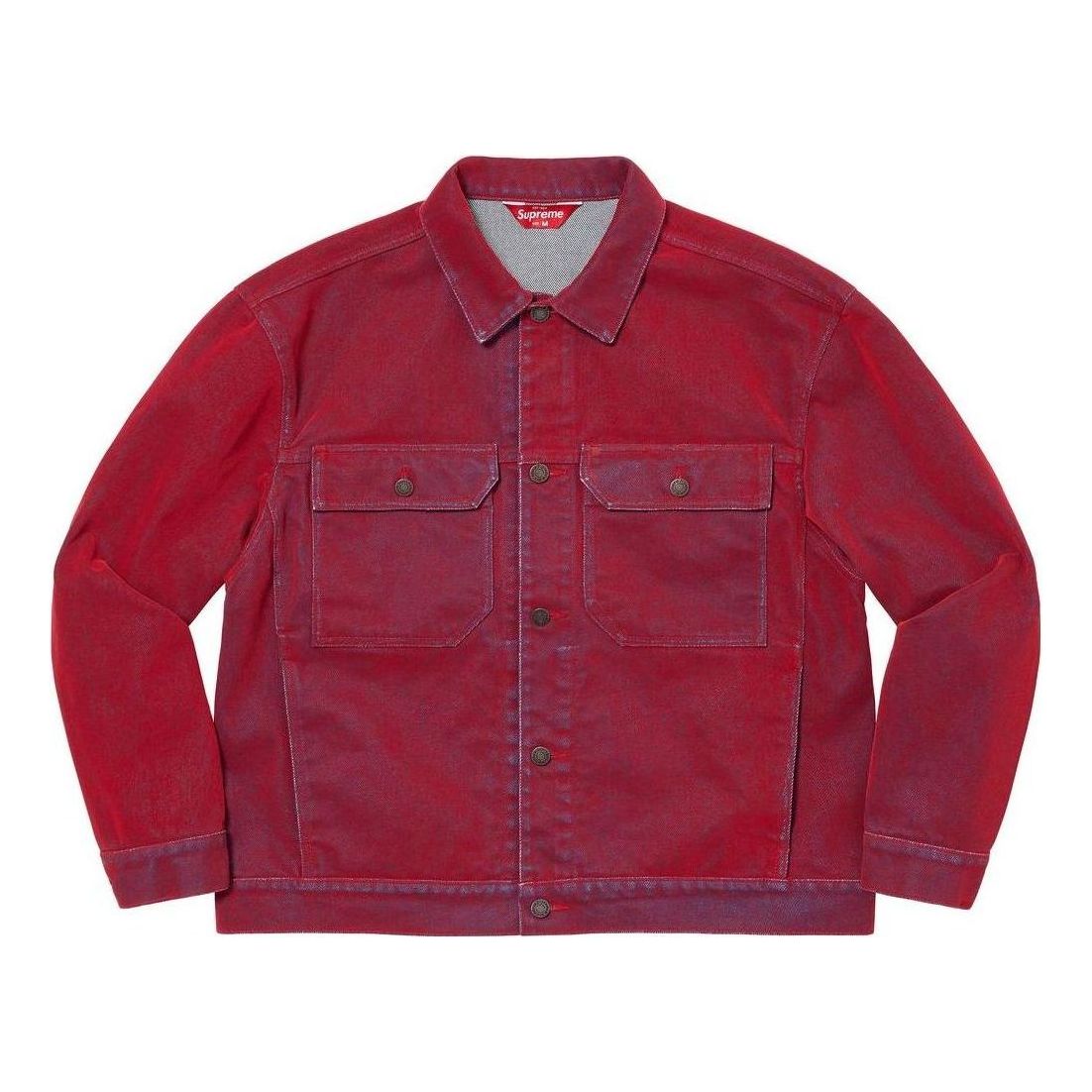 Bunda Supreme Flocked Denim Trucker Jacket Červená | SUP-SS23-089, 0