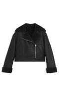 Oversized-fit Faux-Leather Jacket with Faux Shearling