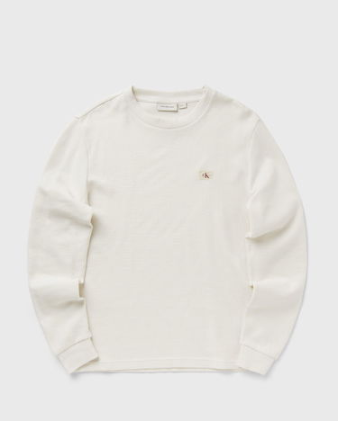 Sveter CALVIN KLEIN Calvin Klein Jeans Woven Label Waffle Long Sleeve T-Shirt Biela | J30J327117YBI, 2