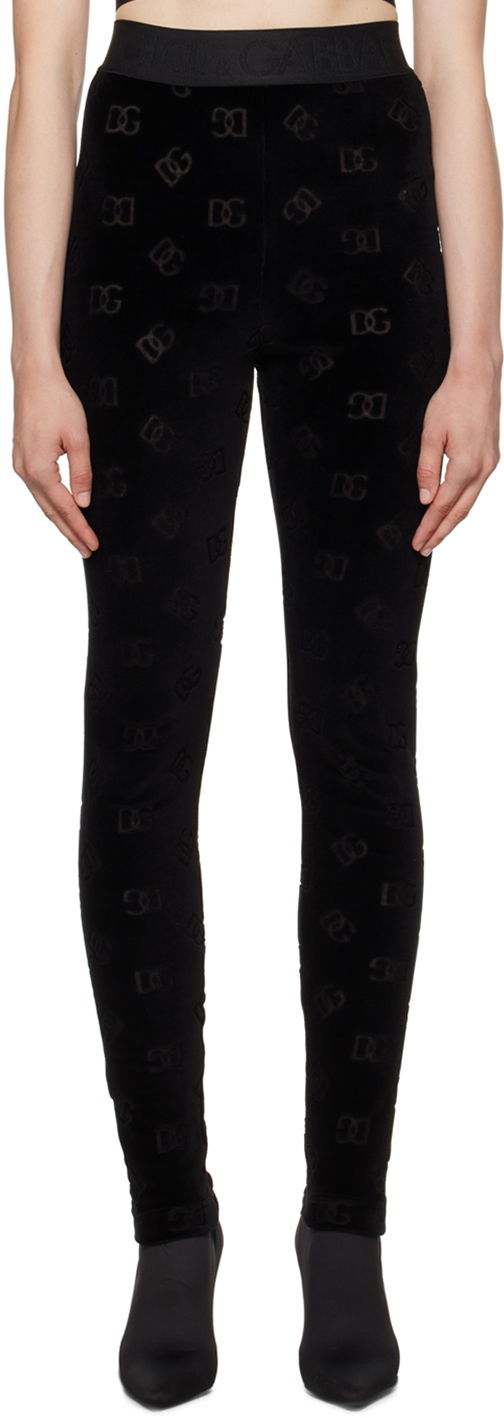 Legíny Dolce & Gabbana Black Flocked Leggings Čierna | FTCQKT FJ7DL