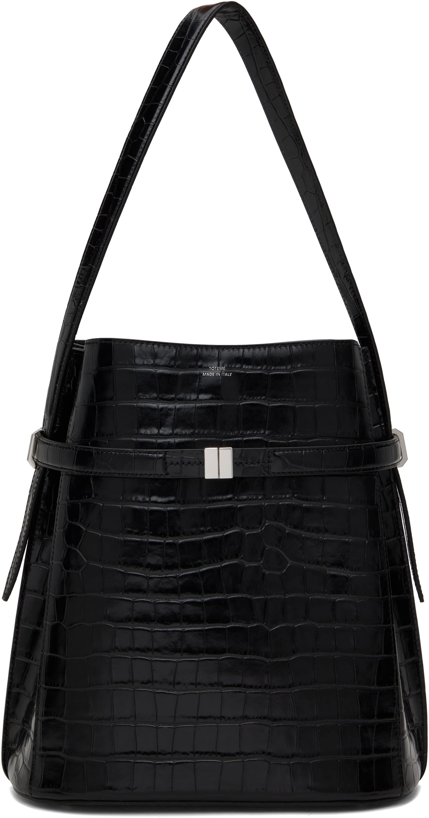 Kabelka TOTEME Totême Belted Croc-Embossed Leather Bucket Bag Čierna | 244-WAL0048-LE0076, 0
