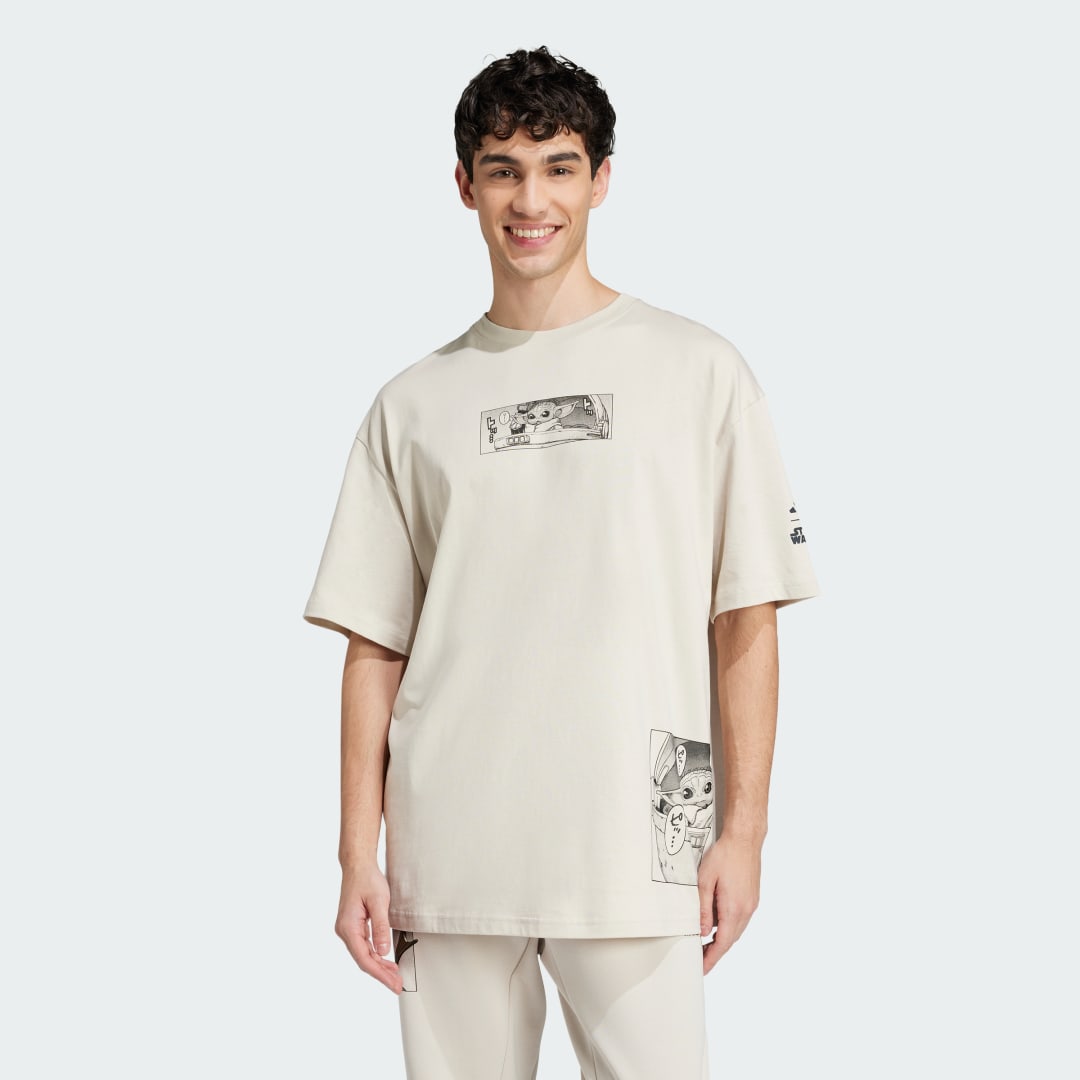 Tričko adidas Performance Star Wars The Mandalorian Loose-Fit T-Shirt Béžová | JI5717, 0