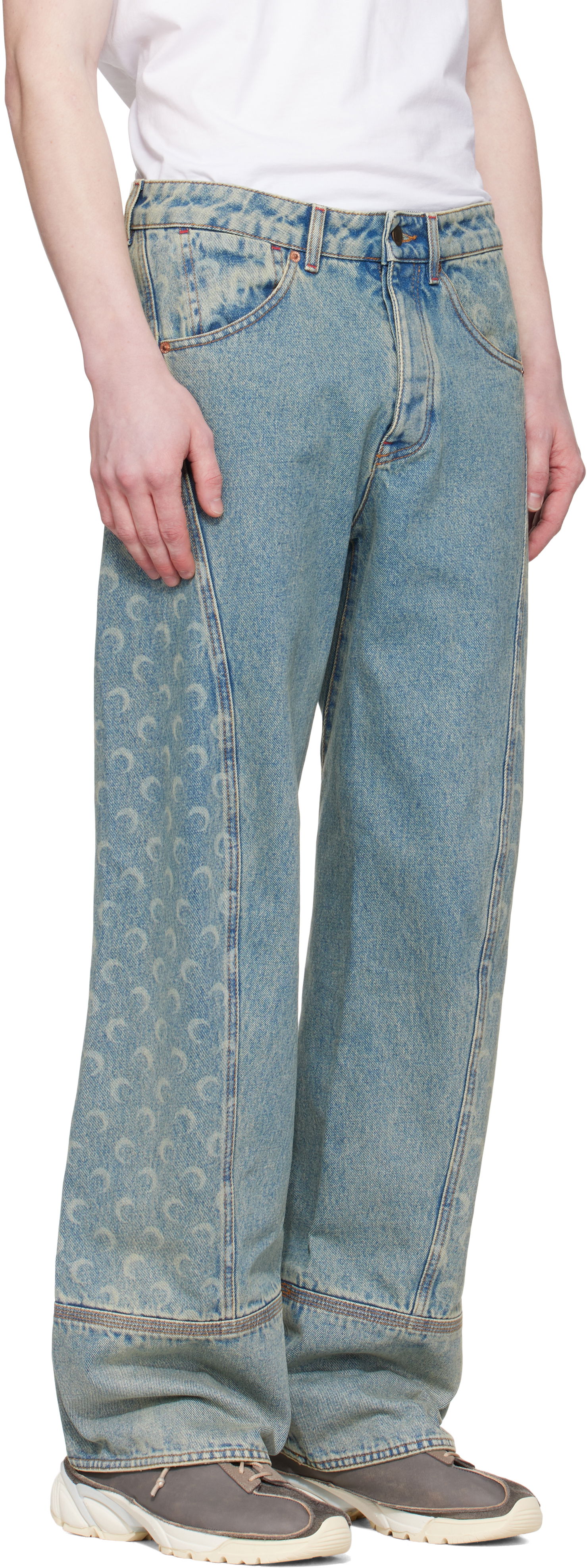 Džínsy Marine Serre Marine Serre Moon Laser Curved Jeans Modrá | MPA055A CDEN0003, 1
