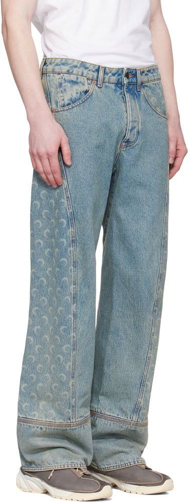Džínsy Marine Serre Marine Serre Moon Laser Curved Jeans Modrá | MPA055A CDEN0003, 1