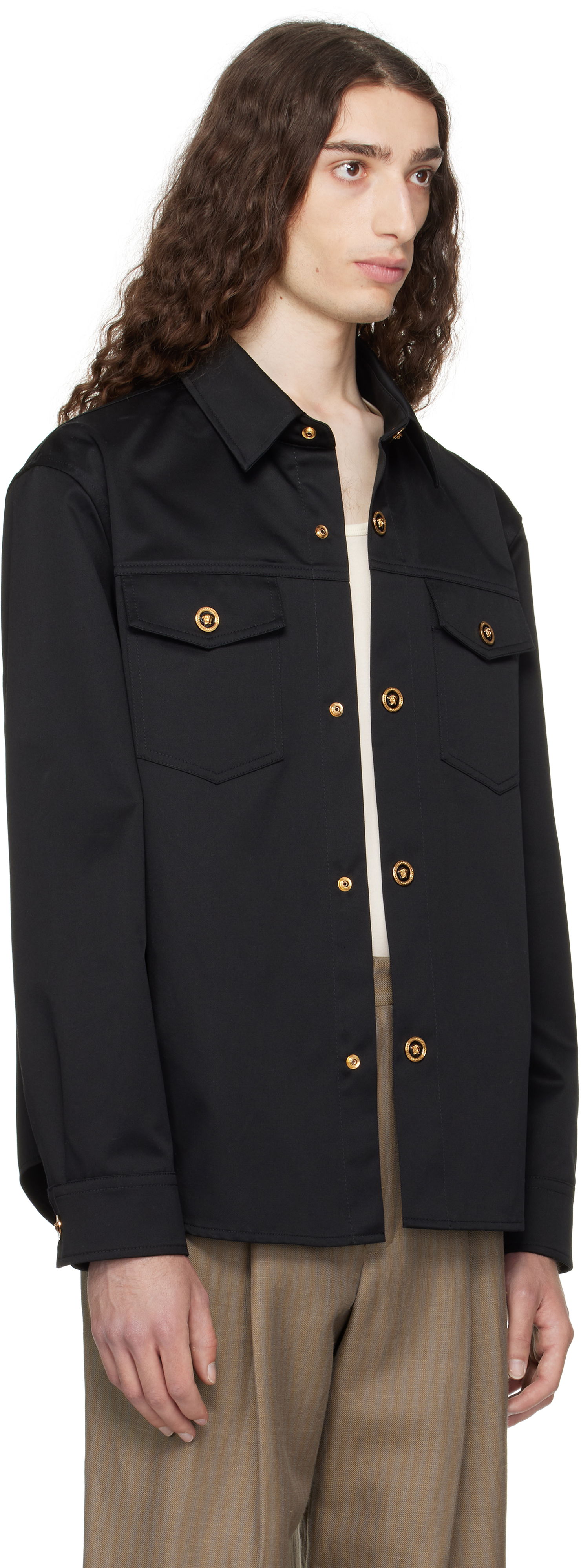 Košeľa Versace Versace Gabardine Overshirt Čierna | 1017413_1A01718, 1