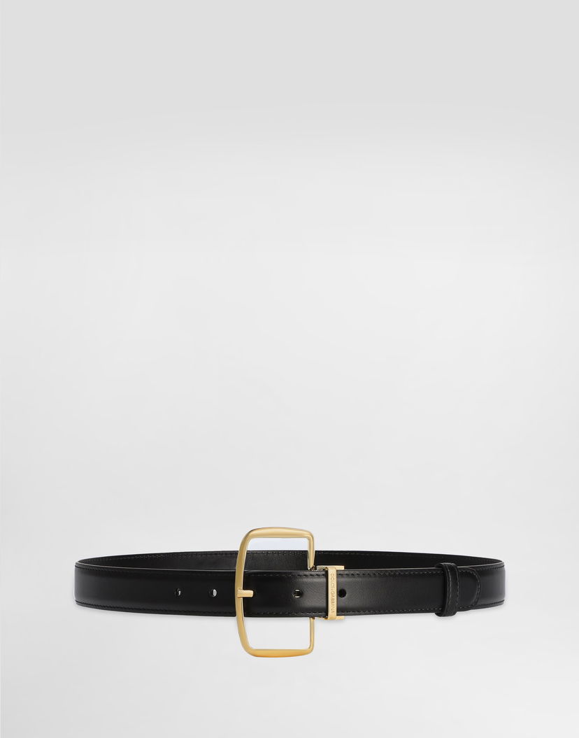 Opasok Dolce & Gabbana Dolce & Gabbana Smooth Calfskin Belt with Square Buckle Čierna | BE1666AW57680999