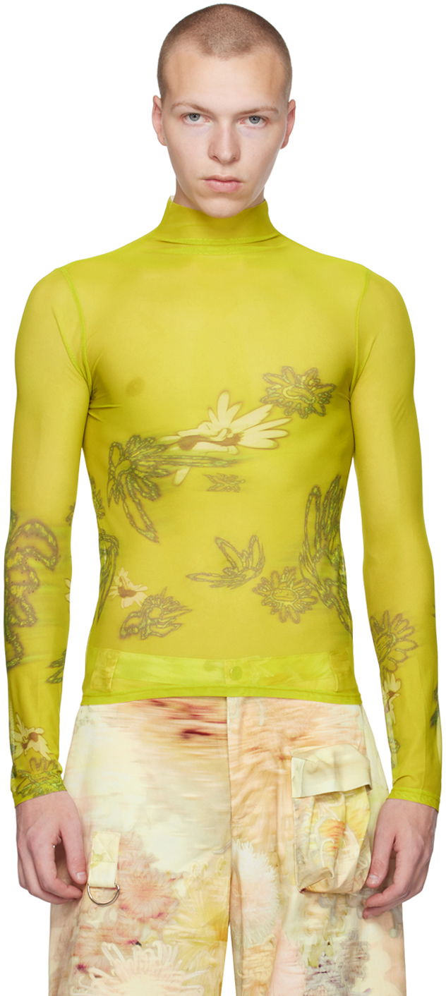 Sveter Collina Strada Collina Strada Thumbtastic Floral Print Mesh Turtleneck Zelené | XX3340, 0