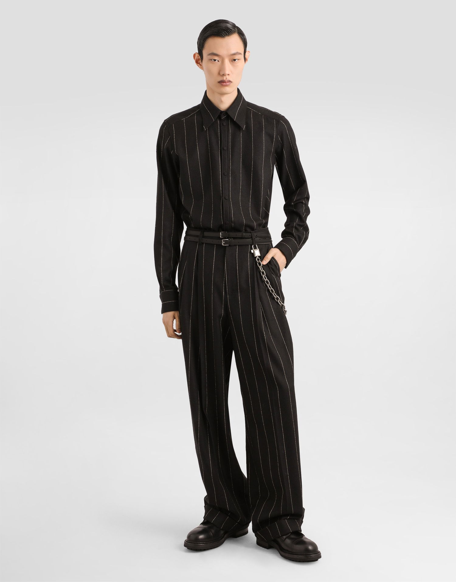 Košeľa Dolce & Gabbana Dolce & Gabbana Pinstriped Flannel Shirt Čierna | G5NP9TFRZAPS8051, 1