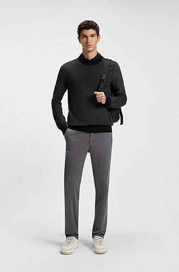 Sveter BOSS Cotton-blend sweater with two-tone structure Čierna | 50548673, 1