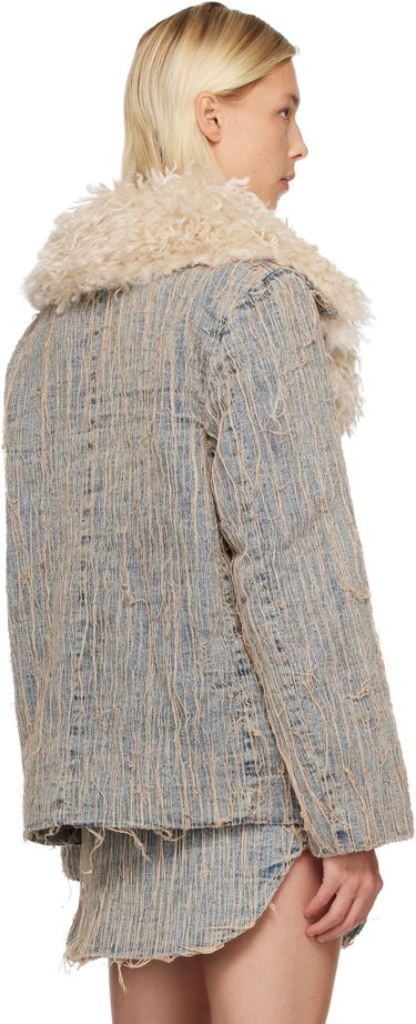 Bunda Diesel De-Aconic-S Frayed Denim Jacket with Faux Fur Trim Modrá | A19045 0CMBZ, 2
