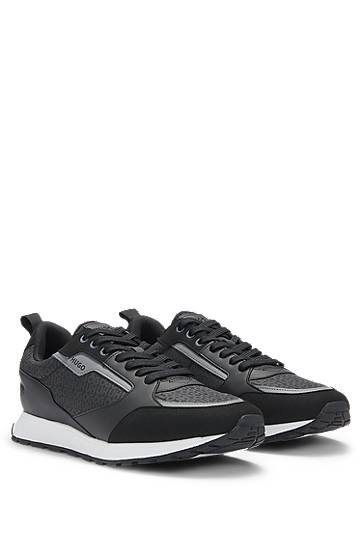 Oblečenie BOSS HUGO Mixed-Material Monogrammed Upper Čierna | 50536205