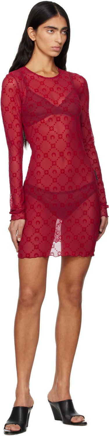 Šaty Marine Serre Moonogram Mesh Flock Minidress Červená | WDR267ACJER0005, 3