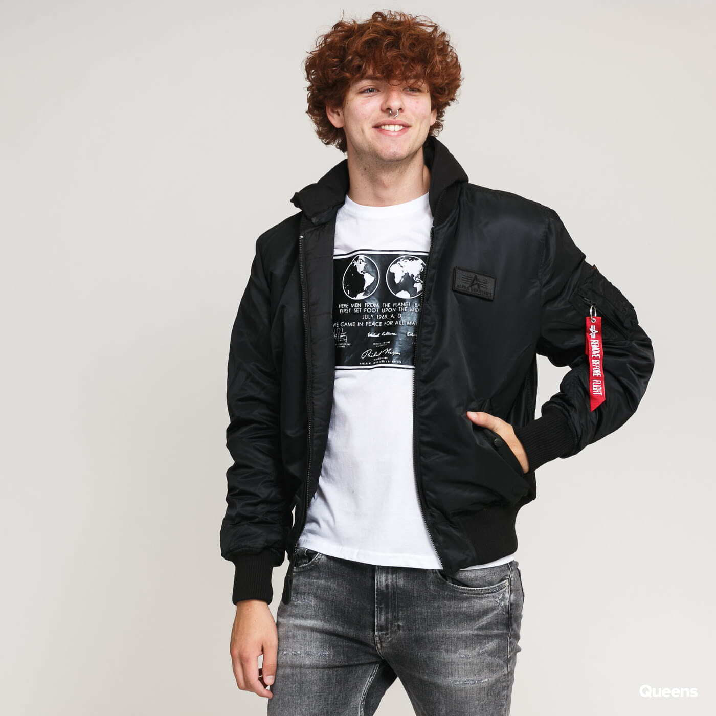 Bunda Alpha Industries Jacket MA - 1 ZH Back Print Black Čierna | 128113 95, 0