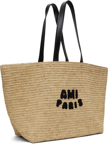 Tote bag AMI AMI Paris Rafia Tote Bag with Leather Handles Béžová | ULL033.AW0077, 4