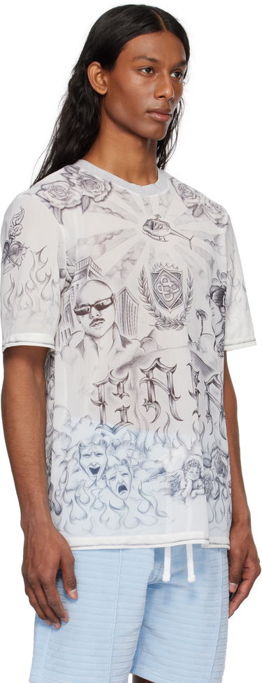 Tričko Casablanca Casablanca Tattoo Mesh T-Shirt Biela | MS25-TP-071-01, 1