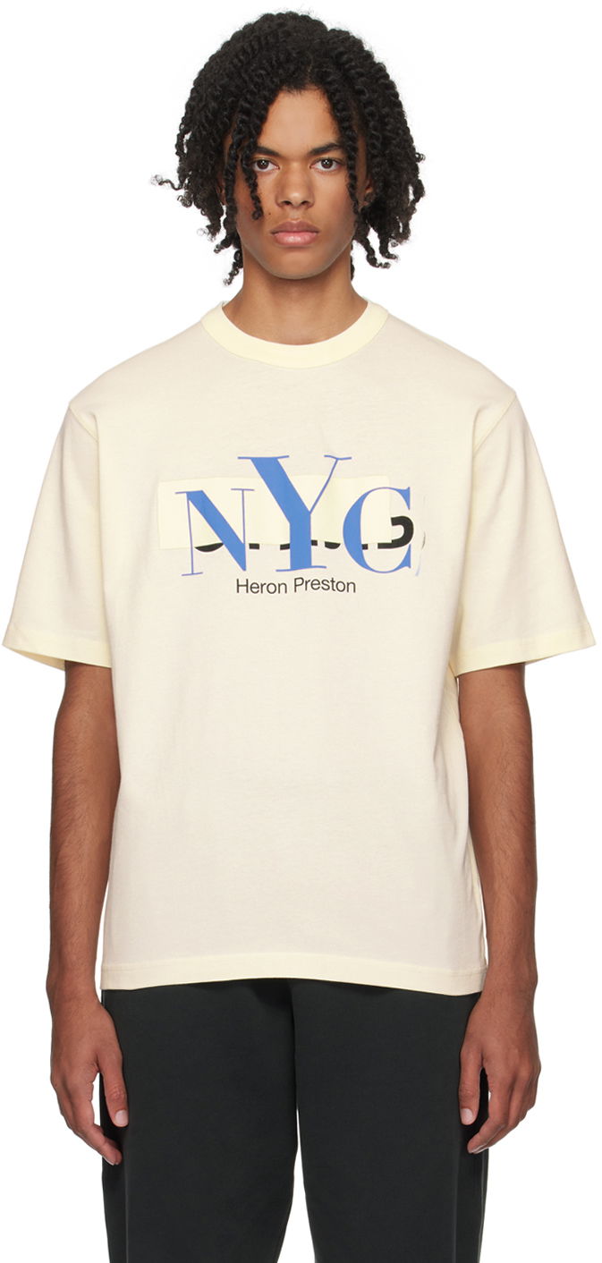 Tričko HERON PRESTON 'NYC' Censored T-Shirt Biela | HMAA032F23JER0060446, 0