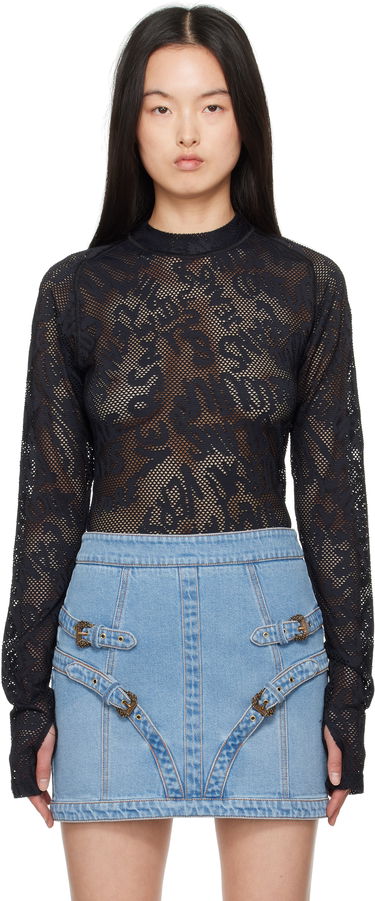 Sveter Versace Versace Jeans Couture Fishnet Long Sleeve T-Shirt Čierna | E78GAH611_EJ0200, 0