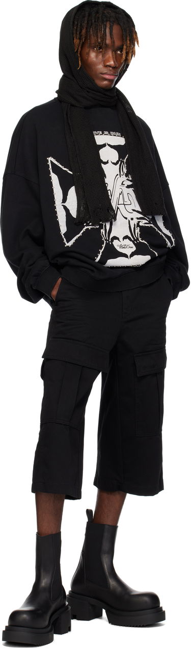 Mikina We11done We11done Heart-Cross Long-Sleeved Muffler Hoodie Čierna | WD-TH0-25-845-U-BK, 3