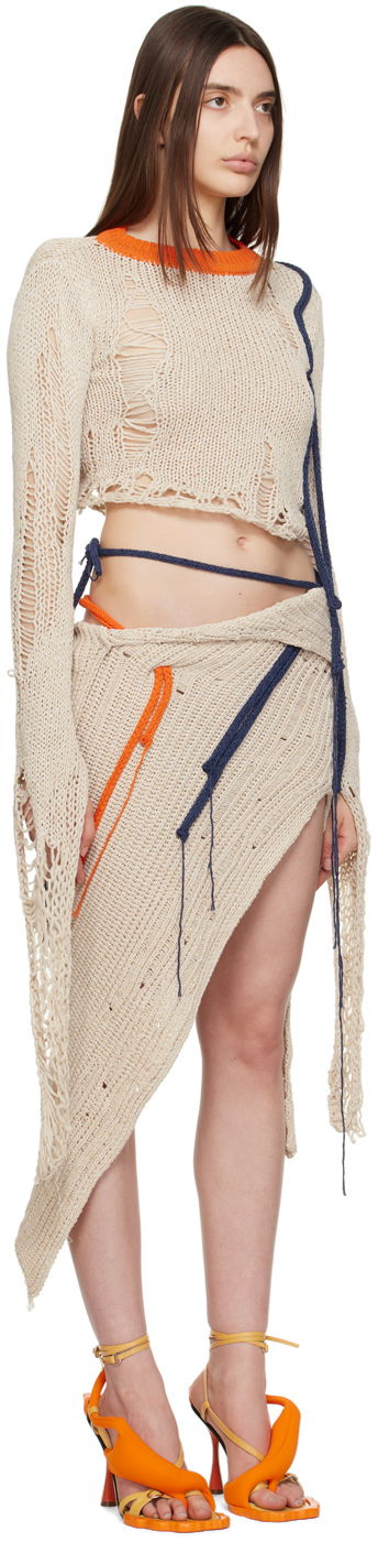Sukňa Ottolinger Ottolinger Distressed Knit Top Béžová | 705101, 1