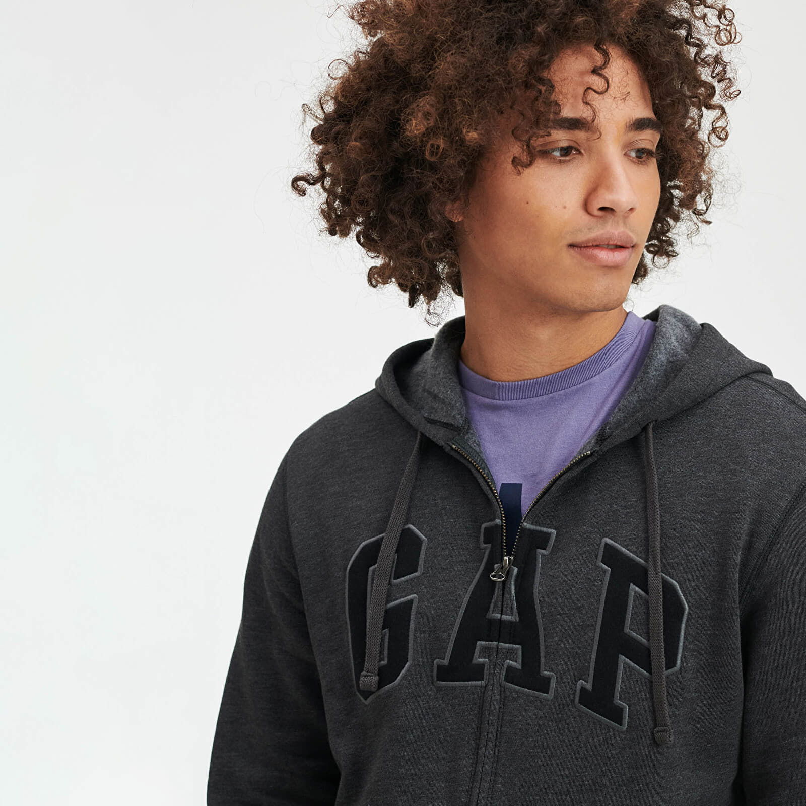 Sweatshirt Logo Fullzip Hoodie New Charcoal Grey XS