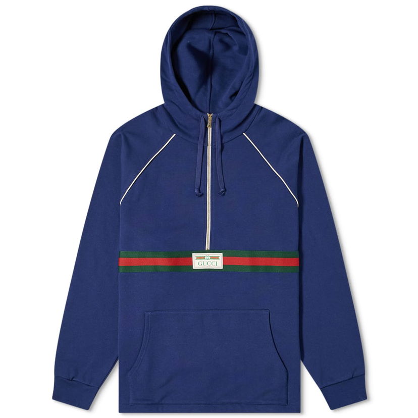 Mikina Gucci Gucci GRG Detail Half Zip Hoodie Modrá | 645320-XJDAK-4397