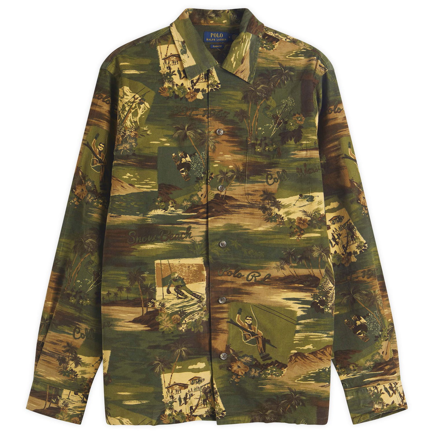 Košeľa Polo by Ralph Lauren Ski Camo Corduroy Sports Shirt Zelené | 710958255001, 1