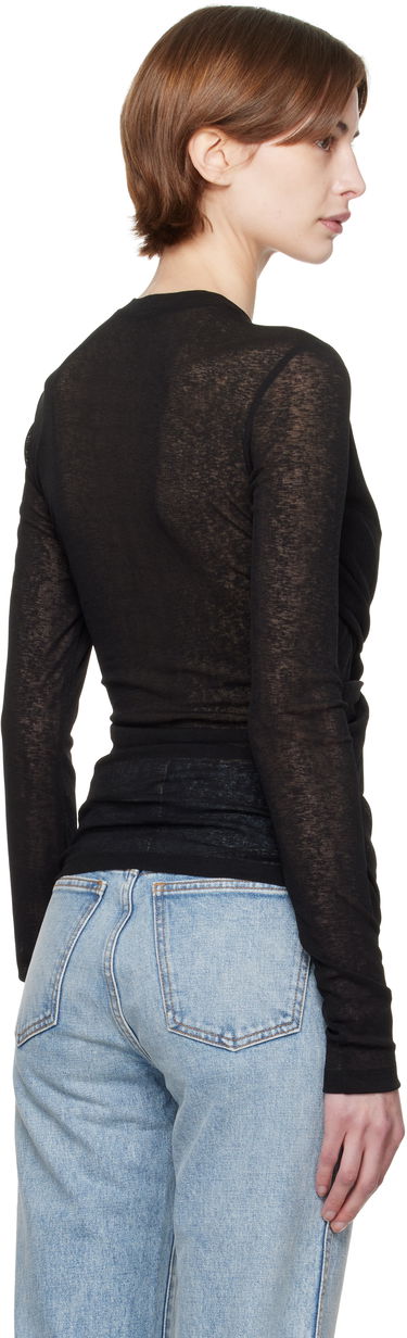 Sveter Nanushka Nanushka Izolda Draped Mesh Jersey T-Shirt Čierna | NW25RSTP16499, 2