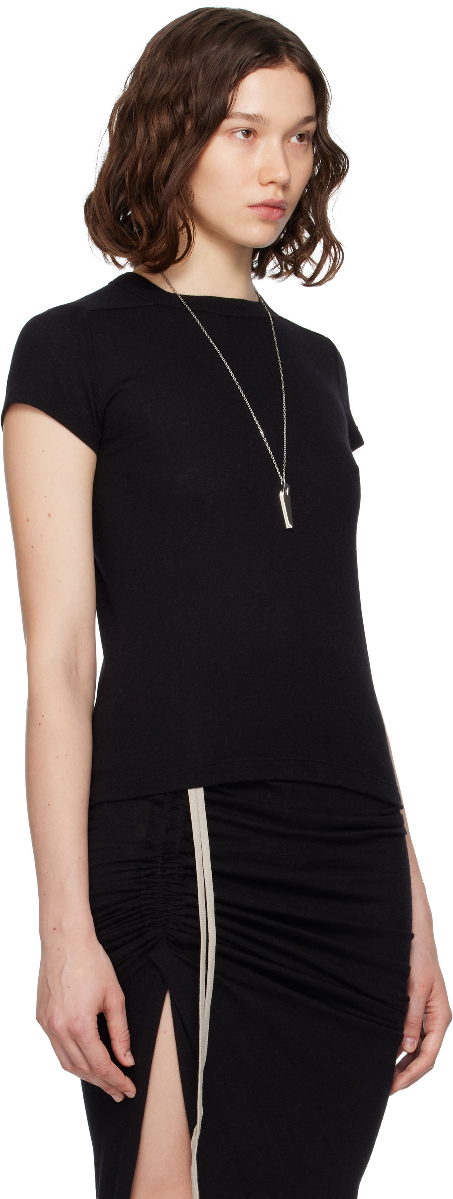 Crop Top Rick Owens Rick Owens Concordians Rainino Cropped T-Shirt Čierna | RP02E4235 JR, 1