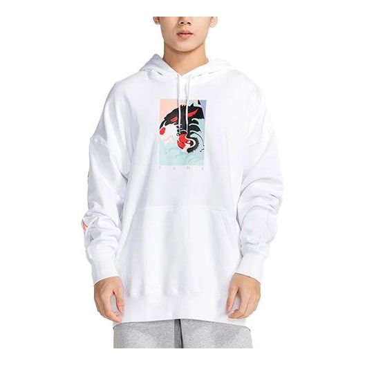 Mikina Puma Puma Graphic Print Hoodie Biela | 578902-02