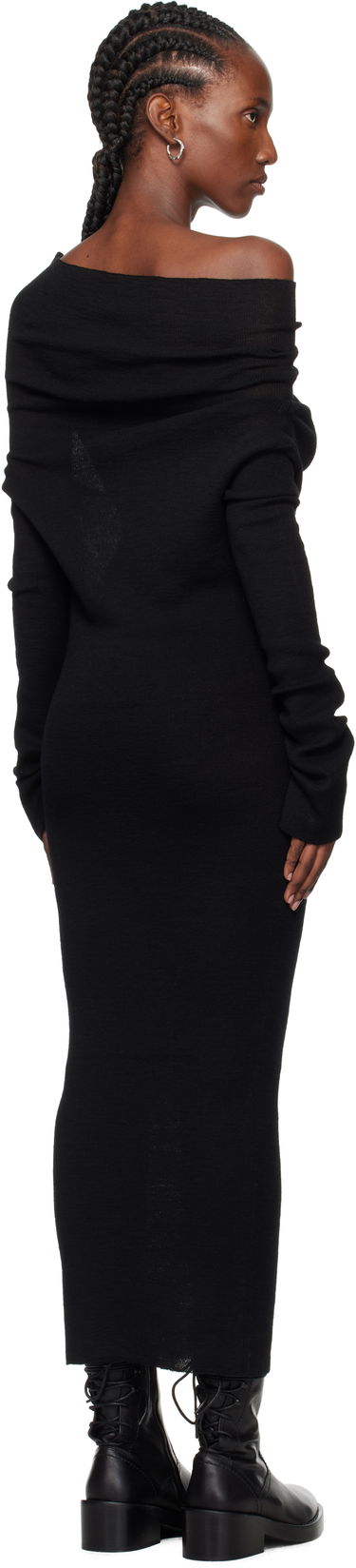 Šaty Ann Demeulemeester Ann Demeulemeester Barbro Dropped Shoulder Knitted Midi Dress Čierna | 2520-W-KN28-FA059-099, 2