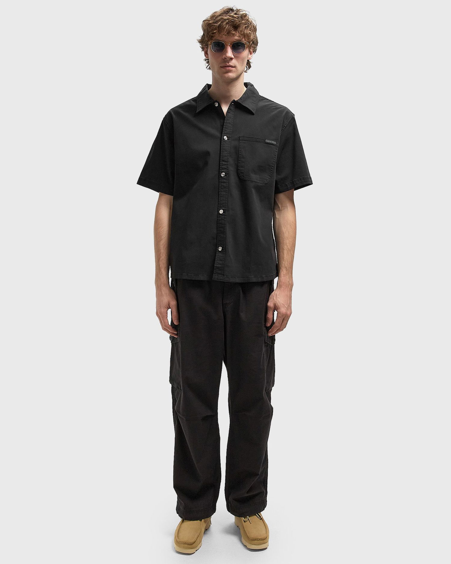 Košeľa CALVIN KLEIN Short Sleeve Camp Collar Button-Up Shirt D6 Collection Čierna | LV04RC114GUB1, 1
