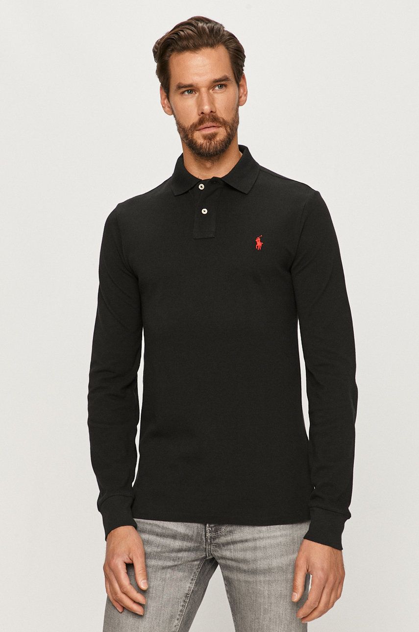 Polo tričko Polo by Ralph Lauren Long Sleeve Slim Fit Polo Čierna | 710681126037, 0