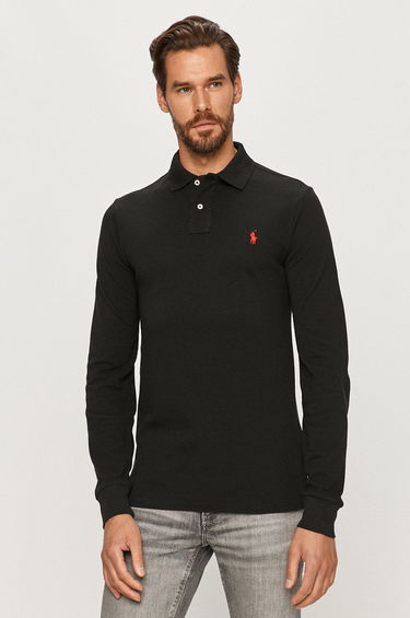 Polo tričko Polo by Ralph Lauren Long Sleeve Slim Fit Polo Čierna | 710681126037, 0